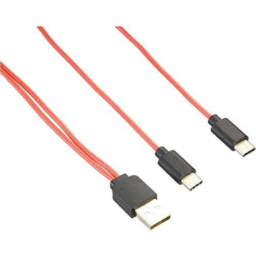 エスエスエーサービス 充電専用 USB Type-C 2股ケーブル（コネクタ根本分岐） スマホ 2台...