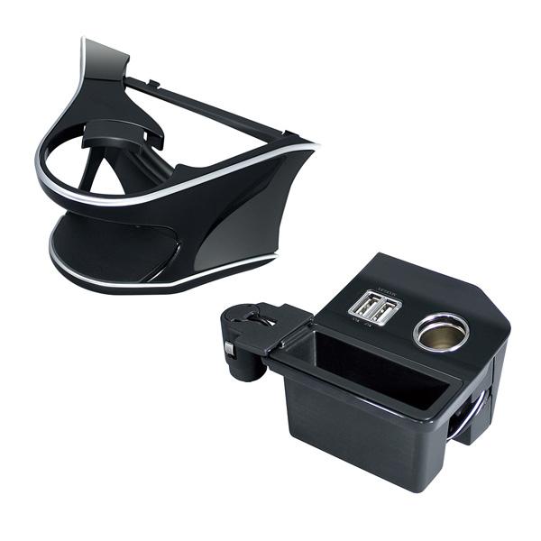 YAC(ヤック) 60系 ハリアー専用【ドリンクホルダー＋電源BOX】エアコン 吹き出し口 USB ...