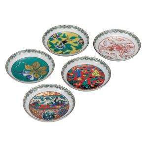 伝統的な花鳥デザインの九谷焼酒盃2個セット(3代三井為吉作) 伝統的な花鳥デザインの九谷焼酒盃2個セット(3代三井為吉