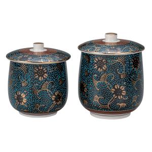 九谷焼 仲田錦玉 酒盃 渦打青粒鉄仙 : 九谷焼 STYLeNCE