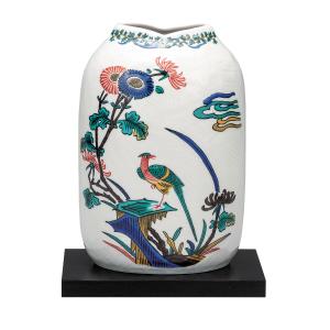 九谷焼 仲田錦玉 7号花瓶 渦打青粒鉄仙 桐箱付 : 九谷焼 STYLeNCE