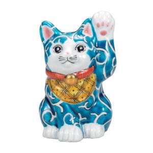 日本の伝統工芸品【九谷焼】 4号招き猫 色絵唐草  佐藤剛志 (K8-1480)｜stylence