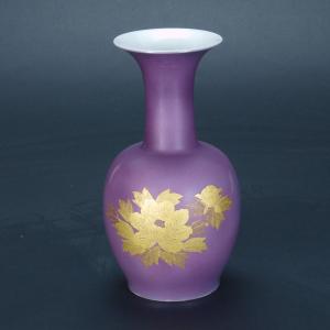 宮内庁御用達 深川製磁（有田） 色絵彩磁 花瓶 新古品 : にゃんこ堂