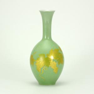 扁壺　伝統工芸師　山田義明　作 九谷焼 山田義明作 7号扁壺 椿に鵙(もず) : 九谷焼 STYLeNCE