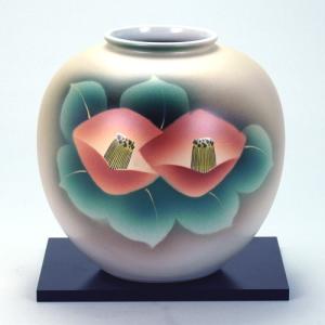 九谷焼 仲田錦玉 7号花瓶 渦打青粒鉄仙 桐箱付 : 九谷焼 STYLeNCE