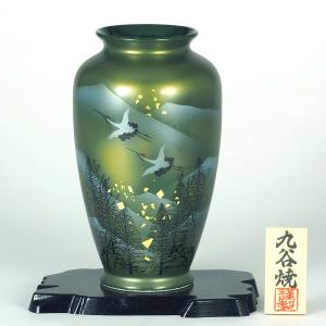 九谷焼　10号花瓶　本金花鳥　庄三風 九谷焼 花瓶 本金山水 青粒 10号-百華園
