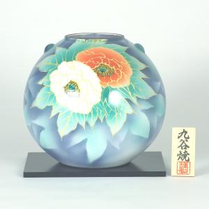 日本の伝統工芸品【九谷焼】10号花瓶 金箔鶴木立連山 N177-01 : 九谷焼