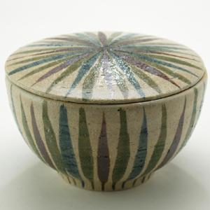 九谷焼 ご飯がくっつきにくい魔法のおひつ(蓋付レンジ鉢) 三色十草