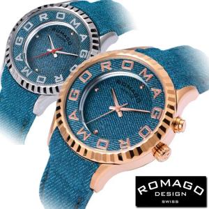 腕時計 メンズ レディース ブランド 1年保証  デニム 素材  正規 ROMAGO ロマゴ  ATTTRACTION ミラー文字盤  40mmフェイス腕時計 BOX付　RM1016｜styleon