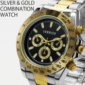 腕時計 メンズ レディース 1年保証 存在感◎  ゴールド MIX ミディアムフェイス 腕時計  保証書付き WT-FA｜styleon