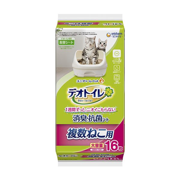 国産　デオトイレ　複数ねこ用　消臭・抗菌シート　16枚　約43×29cm　猫　システムトイレ用　超吸...