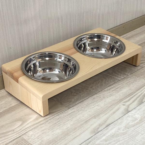 ペット用　食器＆食器スタンド セット　ダブル　Sサイズ　ナチュラル　フードボウル　食器台　フード入れ...
