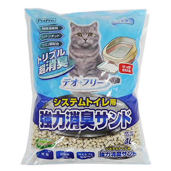 国産　ペットプロ　システムトイレ用　強力消臭サンド　4L （2.3kg）　猫砂　ネコ砂　紙製　紙　消...