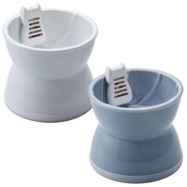 GEX　ピュアクリスタル　超ニャン水ボウル　ホワイト / ブルー