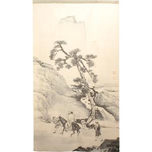 のれん 暖簾 和風 円山応挙 山水乗馬図 85×...の商品画像