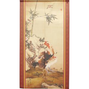 のれん 暖簾 目隠し 間仕切り 鳥獣戯画 和風 鳥獣三昧 場面集 85×150cm