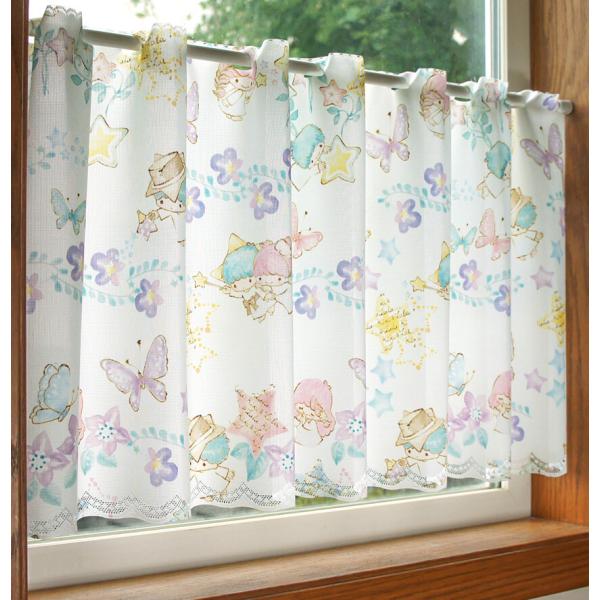 カフェカーテン　サンリオ　リトルツインスターズ フローラルカーテン　120x45cm　日本製