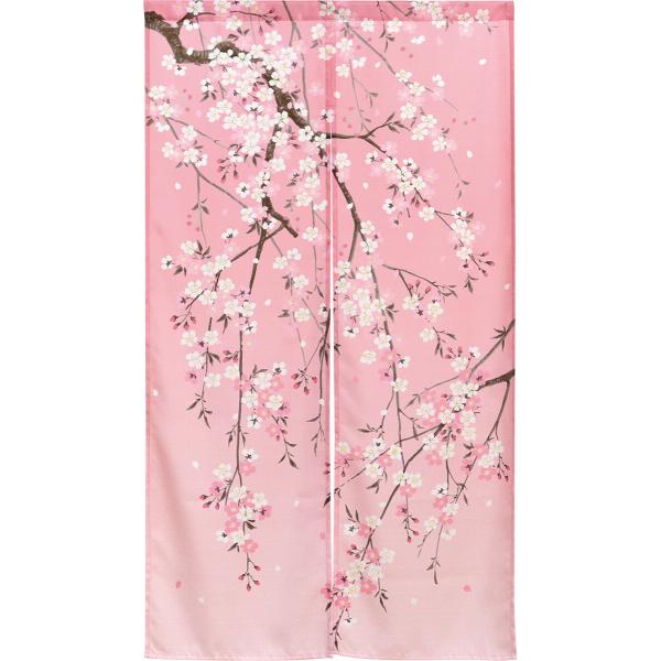 のれん　間仕切り　暖簾　目隠し　和柄　和風　しだれ桜　85X150cm