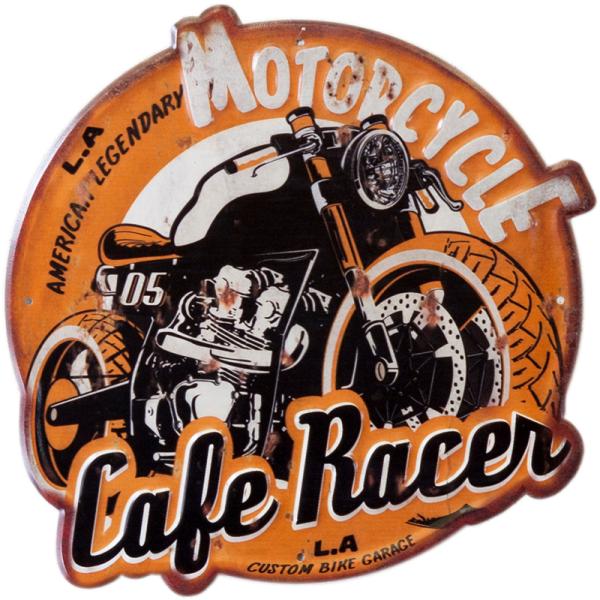 看板　壁面装飾　ブリキ看板　アンティークエンボスプレート　レクト★Cafe Racer　アメリカン雑...