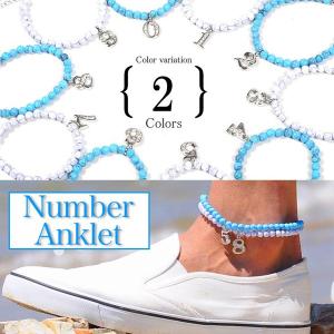 アンクレット ストーン ナンバリング 数字 足首 足 メンズ