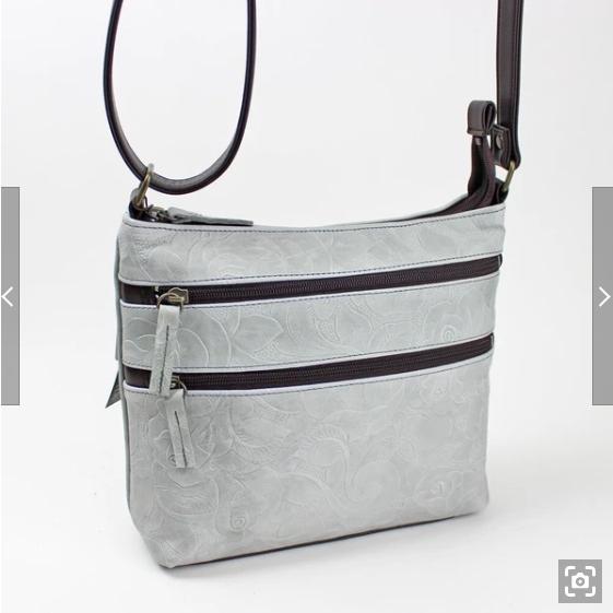 源 日本製 花柄牛革型押しショルダーバッグ レディス 12612916