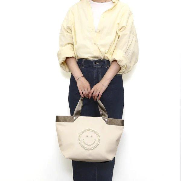 COOCO クーコ 26131-11701 SMILEY テープハンドルxビーズ刺繍トートバッグ
