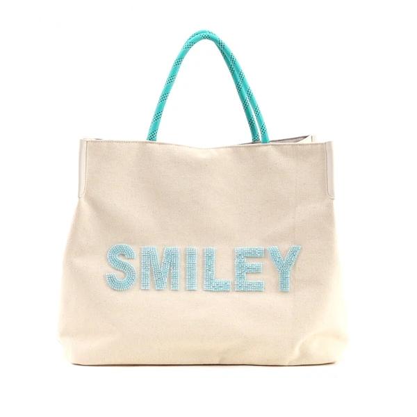 COOCO クーコ 26131-11704 SMILEY ビーズ 刺繍 トートバッグ A4収納可能