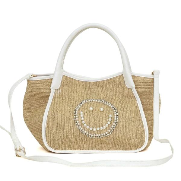 COOCO クーコ 26131-11706 SMILEY パール刺繍シート2WAY トートバッグ