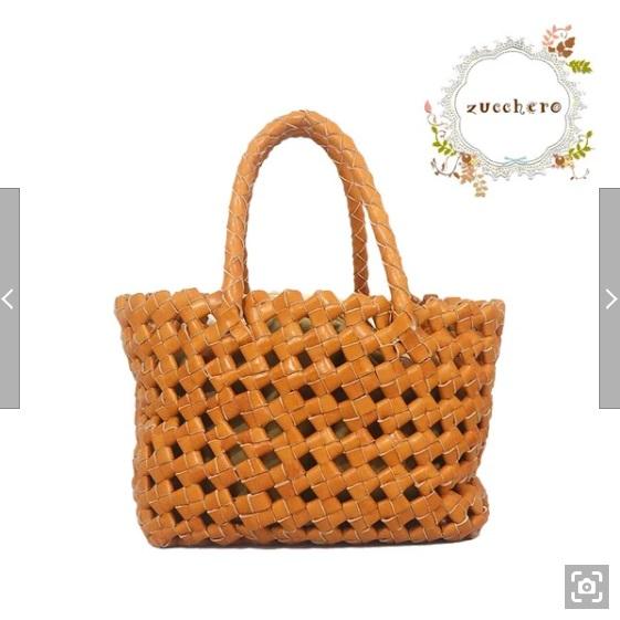 zucchero ズッケロ 49603 バッグ レディス 本革 石畳編み 巾着付き