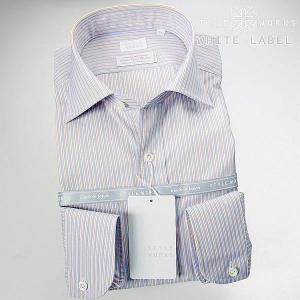 ワイシャツ| 長袖ドレスシャツ White Label ホワイトレーベル ワイド 橙・青 ストライプ ( sale_rwd )｜styleworks