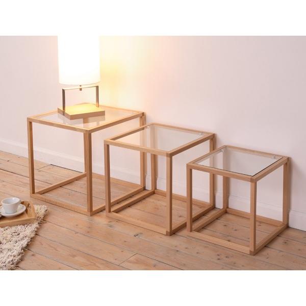 ガラスネストテーブル（ナチュラル）