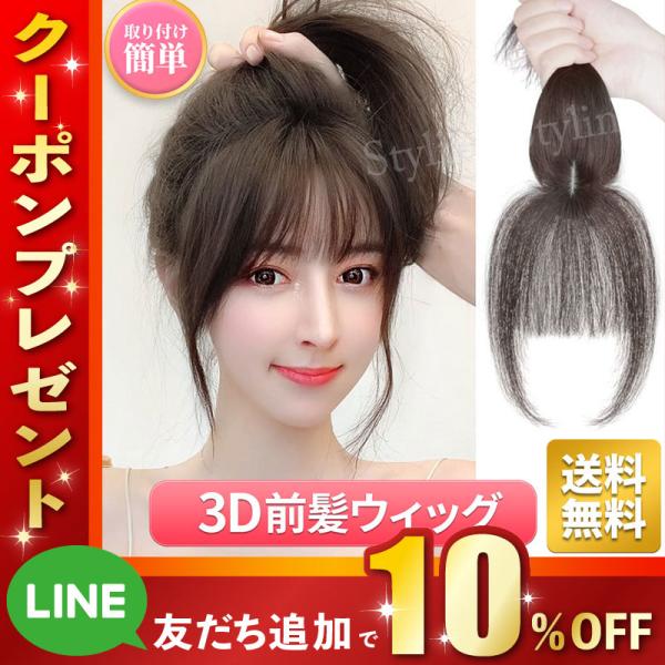 前髪ウィッグ 50代 バレない 自然 つむじ 3D ファイバー 前髪付きウィッグ 3dエアバング ウ...