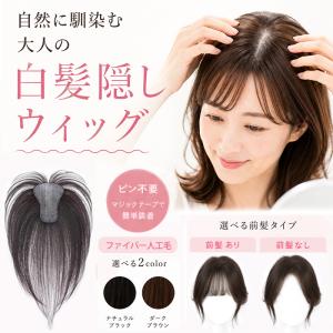 ヘアピース 部分ウィッグ 頭頂部ウィッグ ピン不要 白髪隠し トップピース 人工毛 ファイバー 自然 分け目 前髪あり なし ボリューム マジックテープ 耐熱6×8cm