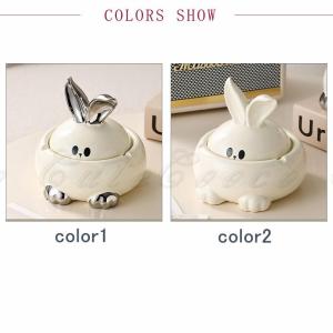 卓上灰皿 セラミック 蓋つき 兎 モダン 北欧...の詳細画像1