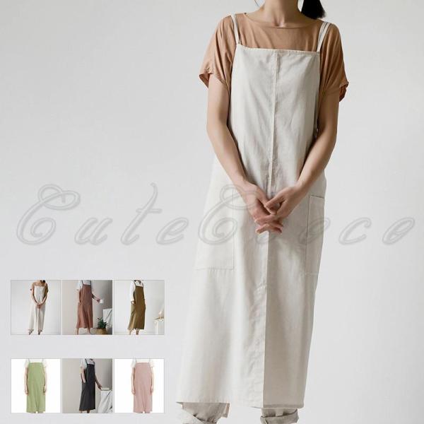 エプロン ワンピース風 かぶる ロング おしりが隠れる ポケット付き 撥水加工 後ろ開き 体型カバー...