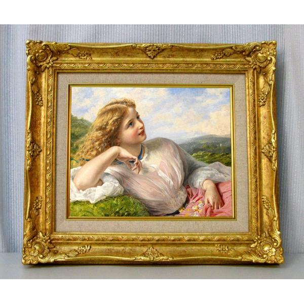 世界の名画　 ソフィーアンダーソン 　ひばりの歌　ジクレーキャンバス複製画 豪華額装品