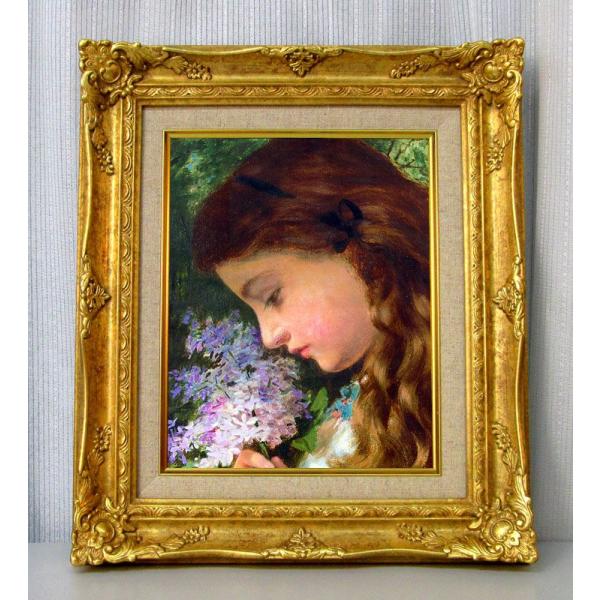 世界の名画　 ソフィーアンダーソン ライラックを持つ少女 　ジクレーキャンバス複製画 豪華額装品