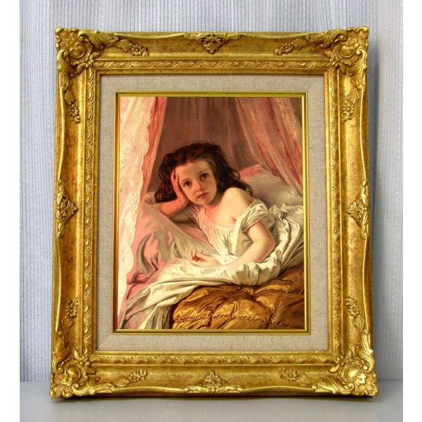 世界の名画　 ソフィーアンダーソン ライロージーの朝 　ジクレーキャンバス複製画 豪華額装品
