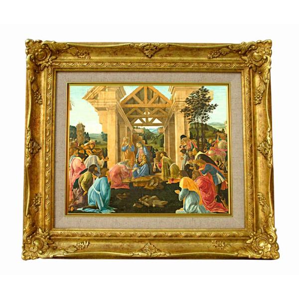 世界の名画　  ポッティチェリ 東方三博士の礼拝　ジクレーキャンバス複製画 豪華額装品