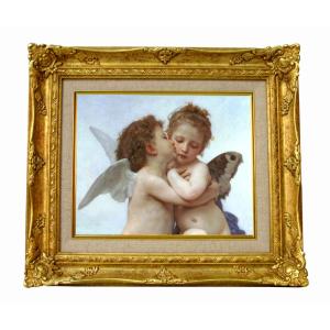 世界の名画 ブクロー 天使の歌 ジクレーキャンバス複製画 豪華額装品