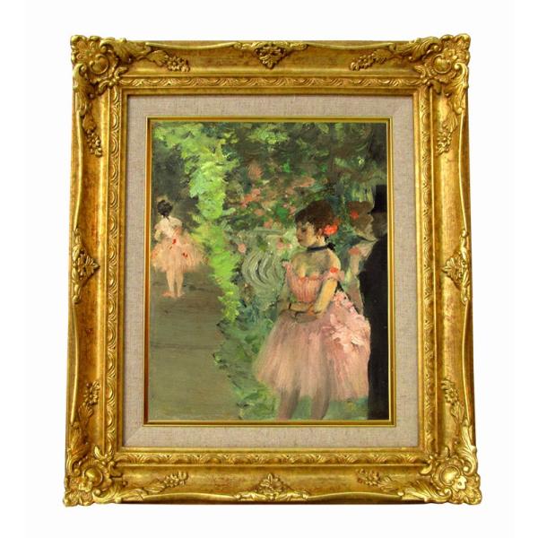 世界の名画　 ドガ　舞台裏の踊り子　ジクレーキャンバス複製画 豪華額装品