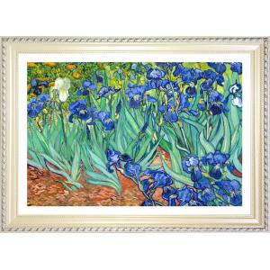 世界の名画 ゴッホ アイリスのある花瓶黄色い背景 ジクレーキャンバス