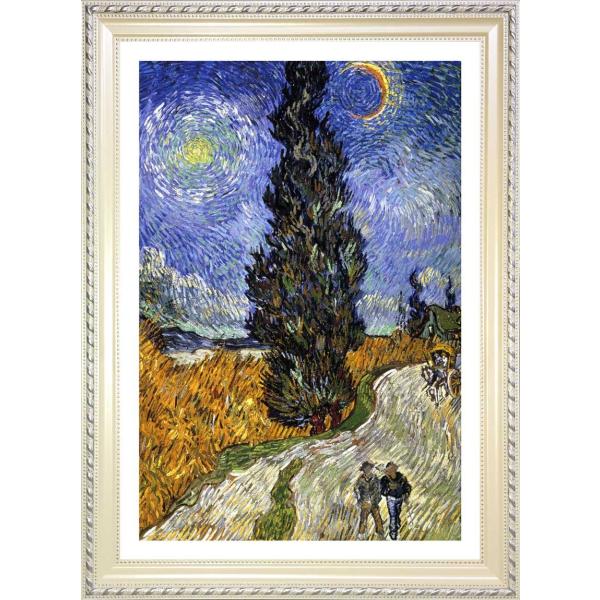 ゴッホ　糸杉と星の見える道　ジークレーポスター額装品