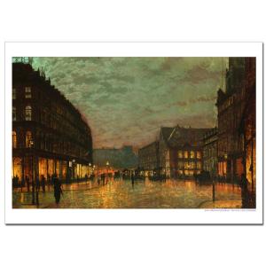 グリムシャウ　Boar Lane, Leeds, by lamplight　ジクレーポスターB4(3...