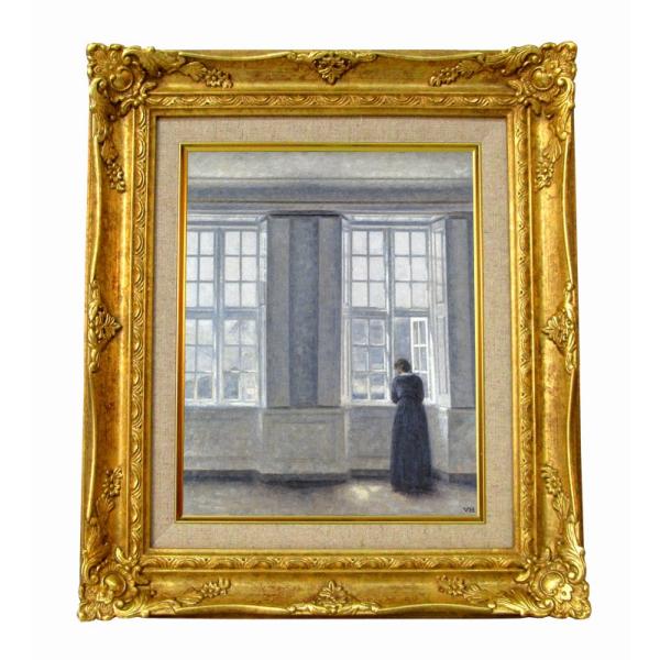 世界の名画　ハマスホイ The Tall Windows ジクレーキャンバス複製画 豪華額装品