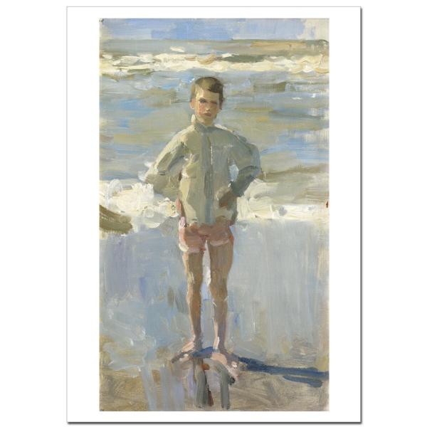 イサク・イスラエルス　Young boy on a beachジクレーポスターB4(257ミリ×36...