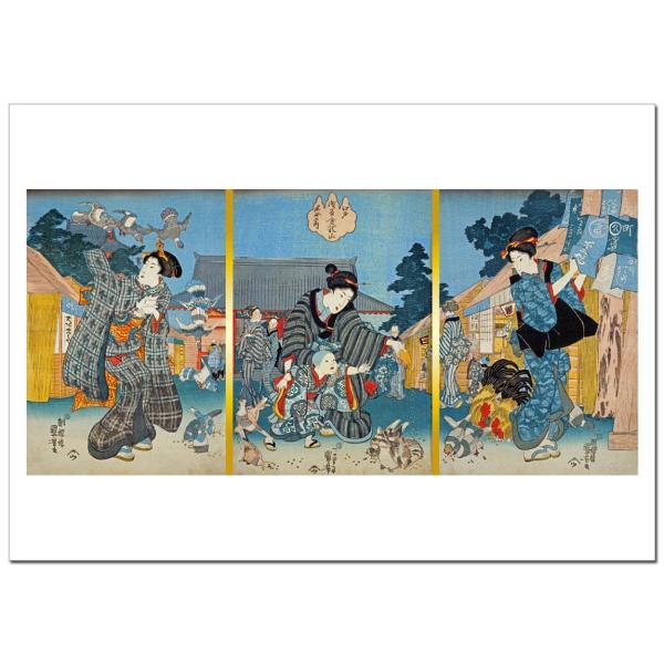 歌川国芳 江戸名所の内浅草金竜山 3連 B4〜B0サイズ ジクレーポスター