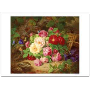 ジョセフローワーJosefLauer 蝶とバラ(森にバラの花束) B4〜A2サイズ ジクレーポスター...