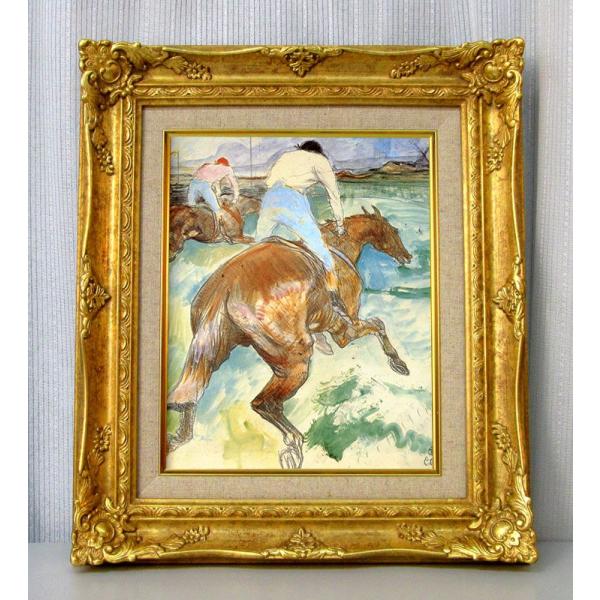 世界の名画　 ロートレック　競馬騎手2   ジクレーキャンバス複製画 豪華額装品