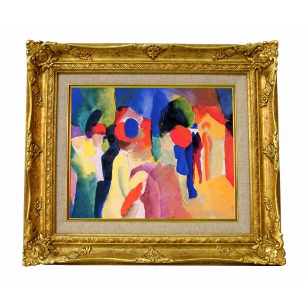 世界の名画　 マッケ　黄色い上着の婦人 ジクレーキャンバス複製画 豪華額装品